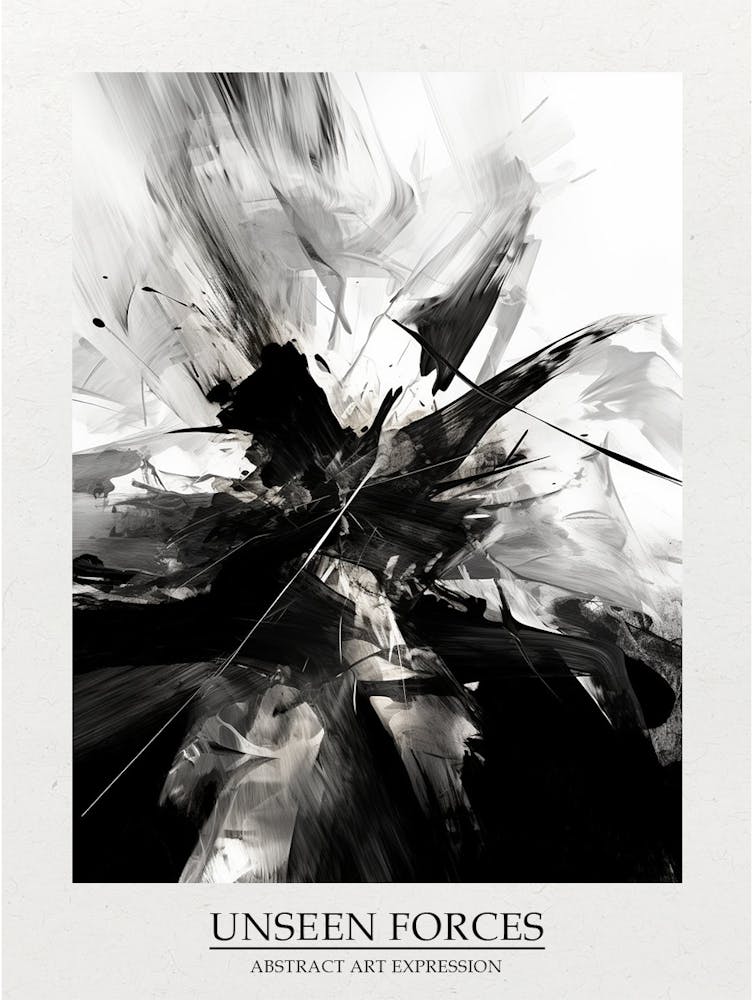 Unseen Forces Abstract Black And White 1 Poster