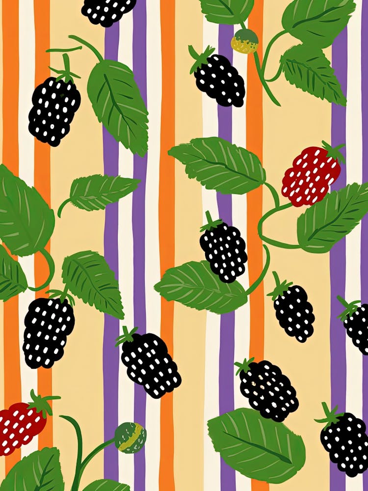 Mulberries Fruit Summer Illustration 2