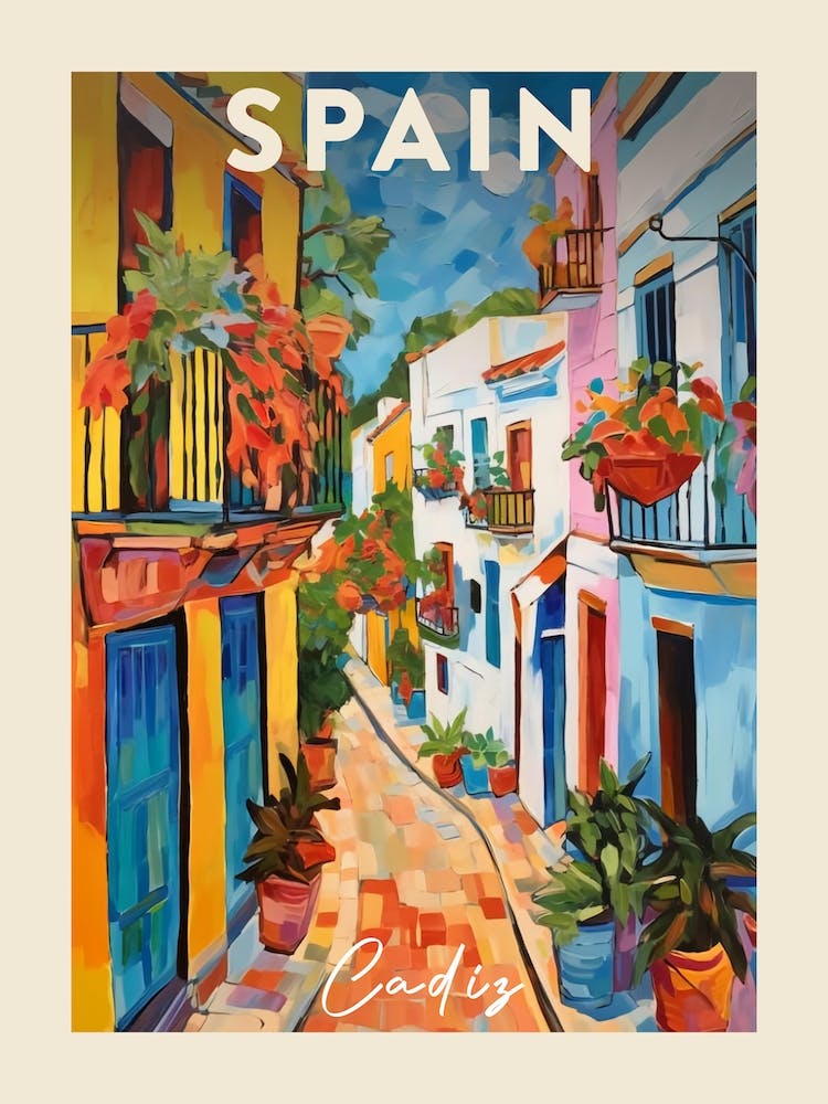 Cadiz Spain 4 Fauvist Painting  Travel Poster
