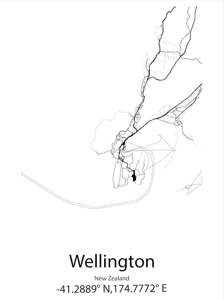 Wellington ,New Zealand Minimalist Map