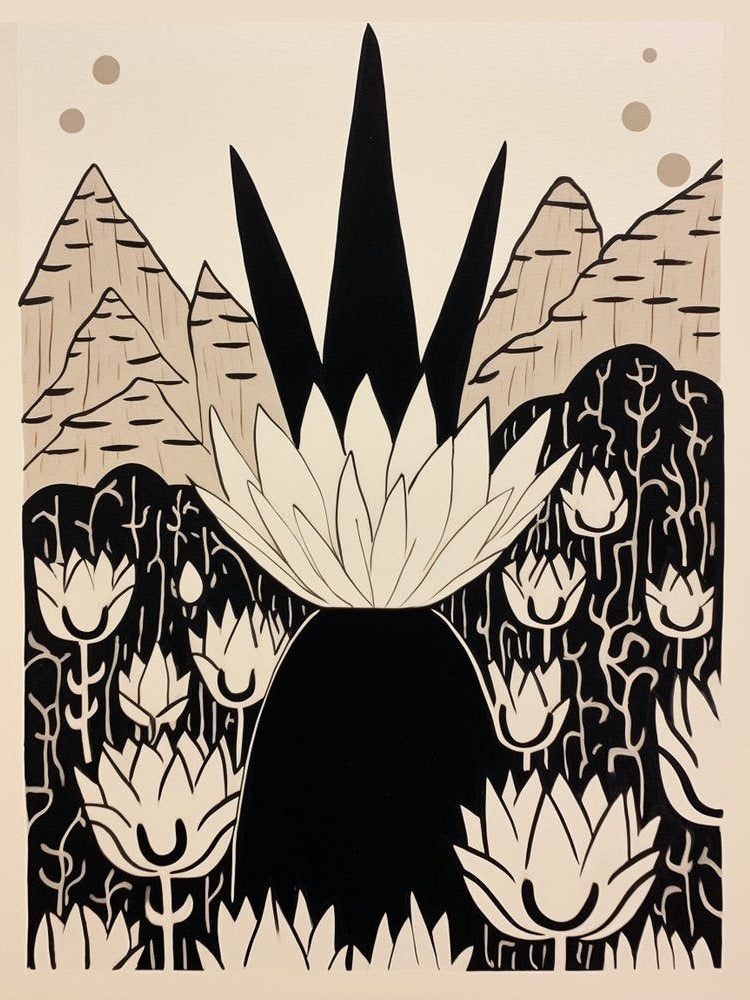 B&W Cactus Illustration Bunny Ear Cactus 1