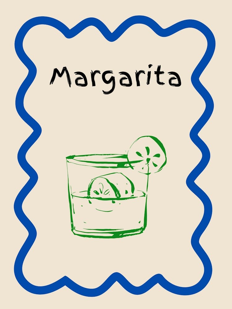 Margarita Doodle Poster Blue & Green