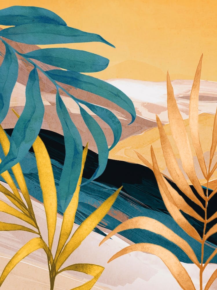 Modern Abstract Art Tropical Leaves 2