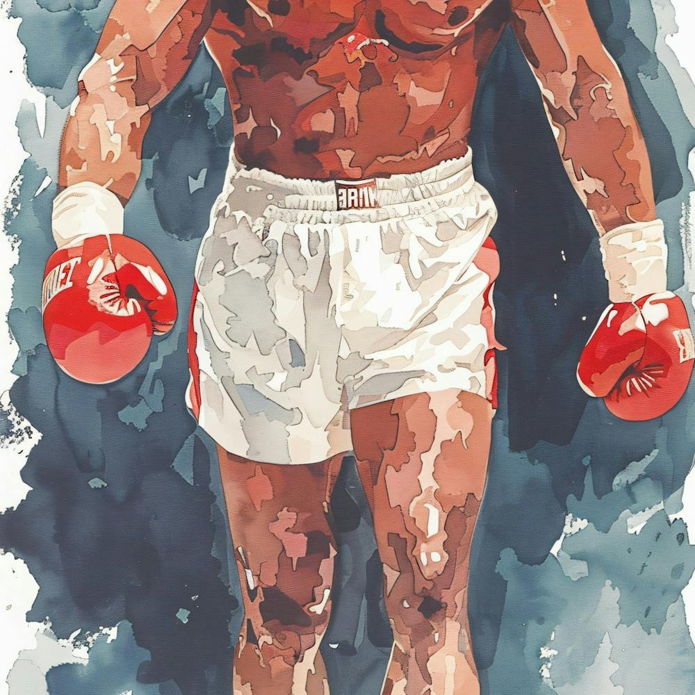 The Boxer in the Ring with Red Boxing Gloves
