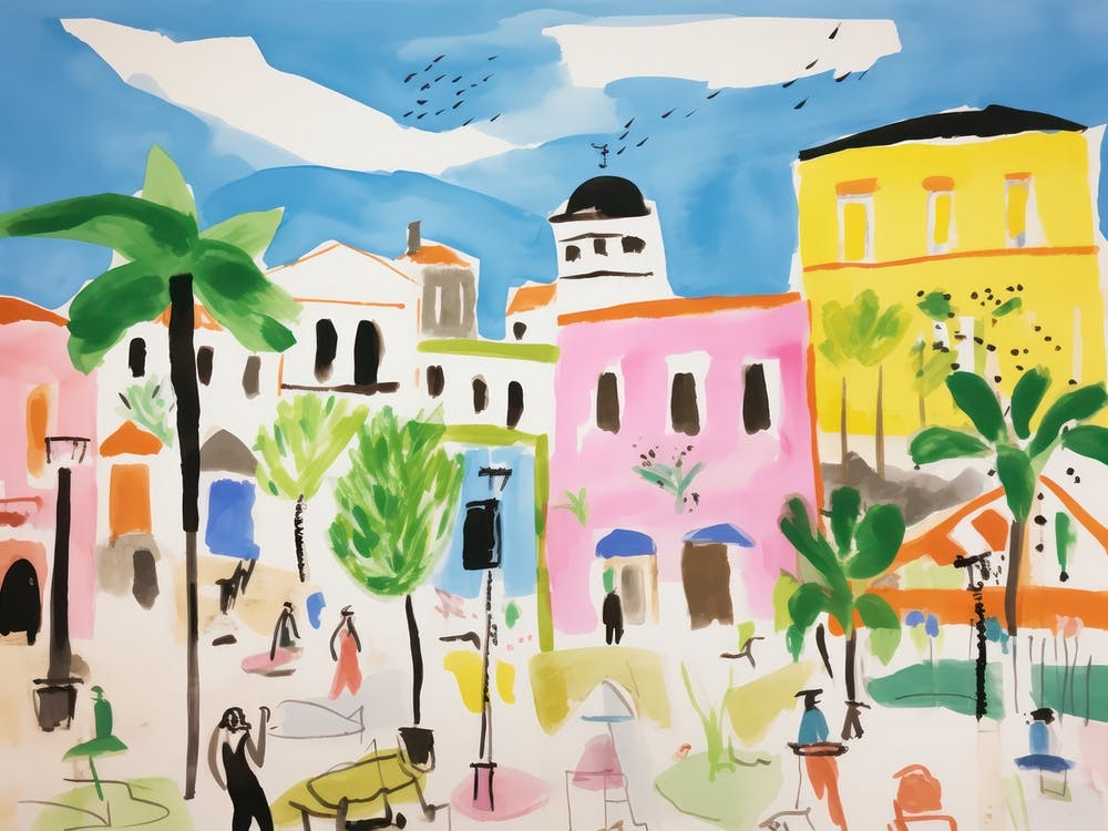 Rimini Italy Cute Watercolour Illustration 4