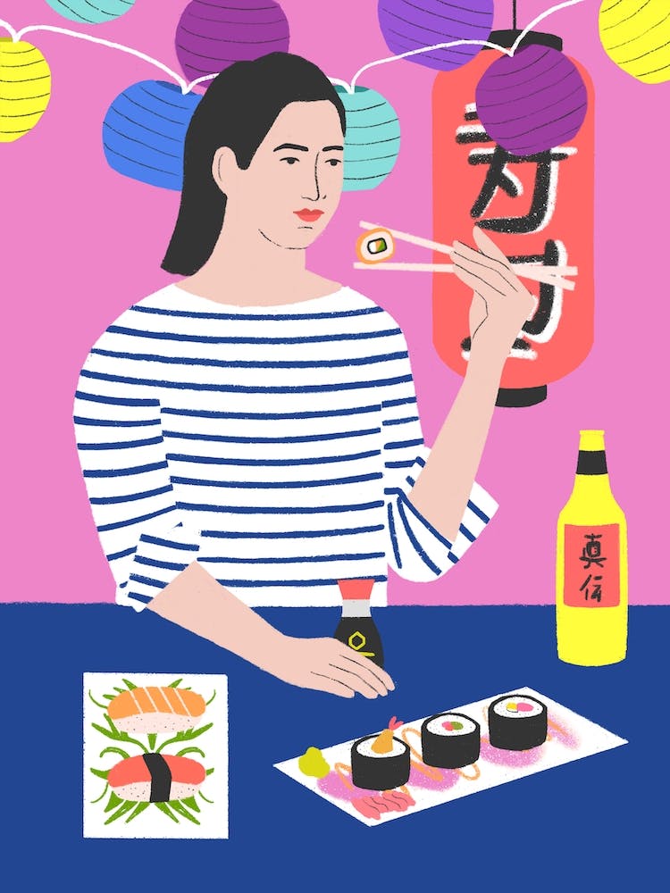 Girl Eating Sushi