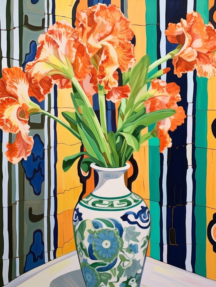 Flowers In A Vase Still Life Painting Gladiolus 3