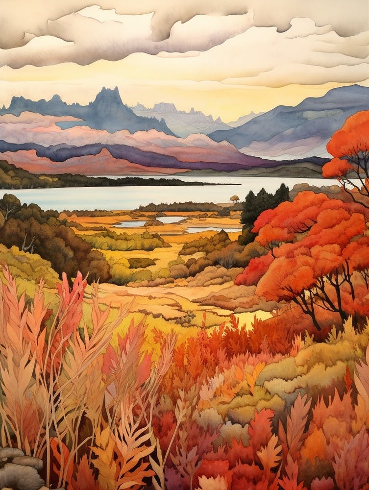 Autumn National Park Painting Nahuel Huapi National Park Argentina 3