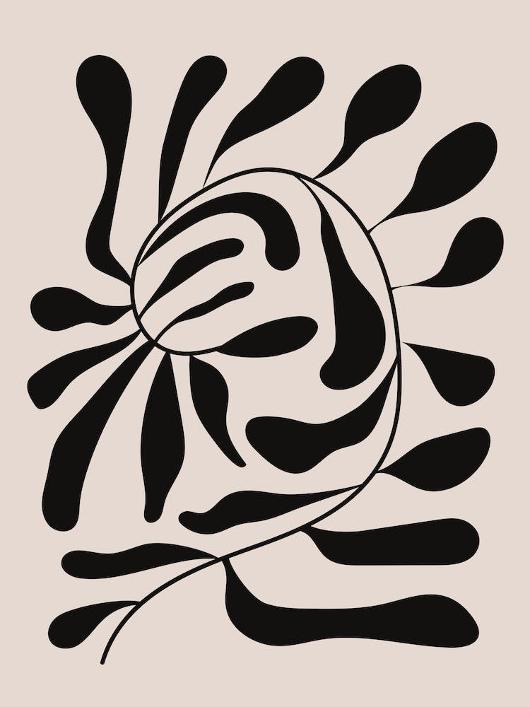 Abstract Black And Beige Leaves