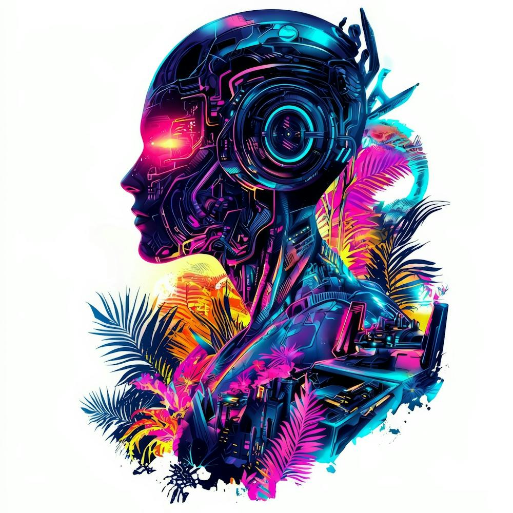 Robot Woman.Generated AI. Wall