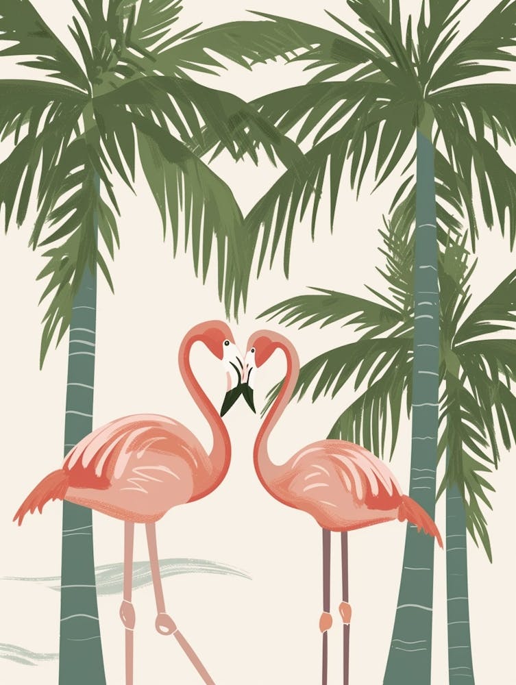 Jamess Flamingo And Coconut Trees Minimalist Illustration 3