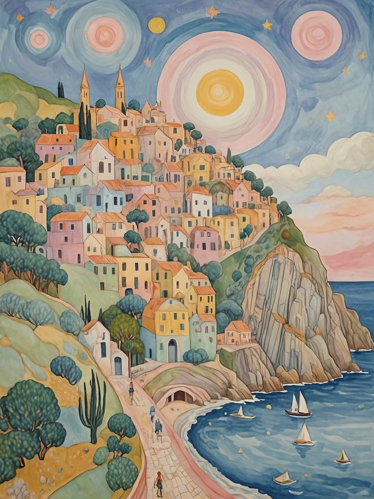 Mediterranean Coast In Pastel