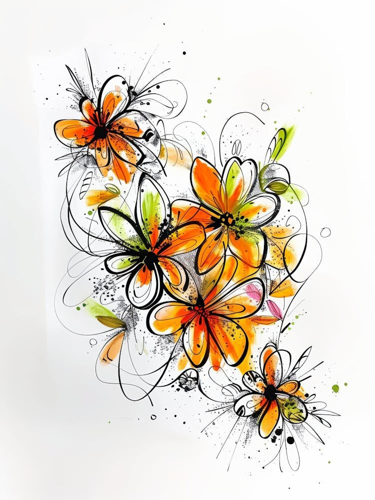 Orange Flowers On White Background