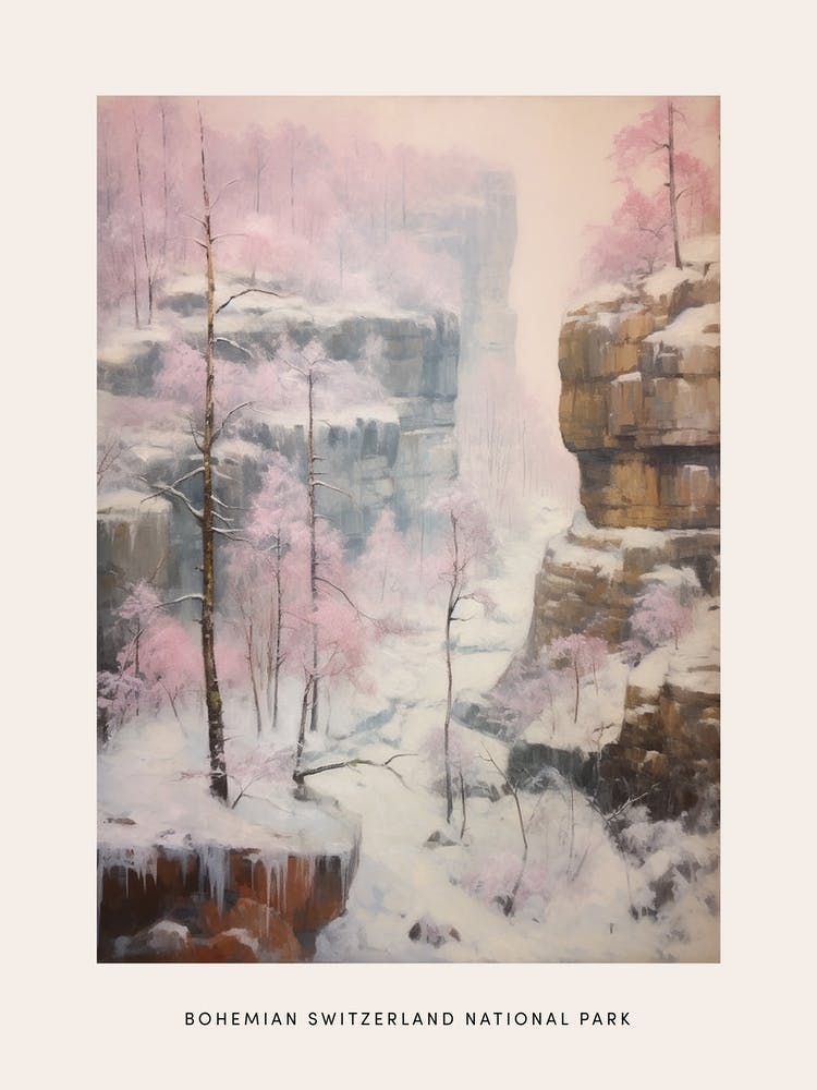 Dreamy Winter National Park Poster  Bohemian Switzerland National Park 1