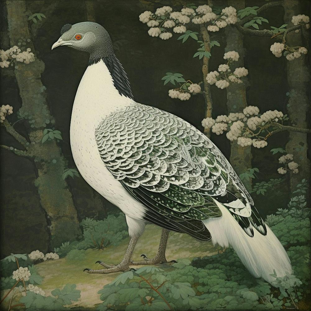 Ohara Koson Inspired Bird Painting Grouse 2 Square