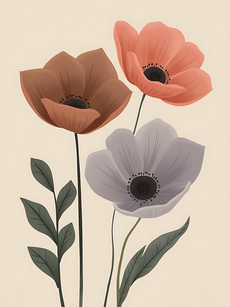 Serene Blooms Delicate Botanical Composition