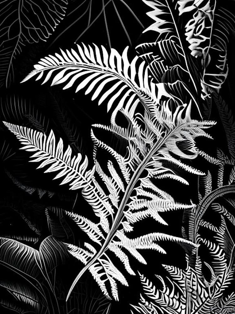 Autumn Fern Linocut