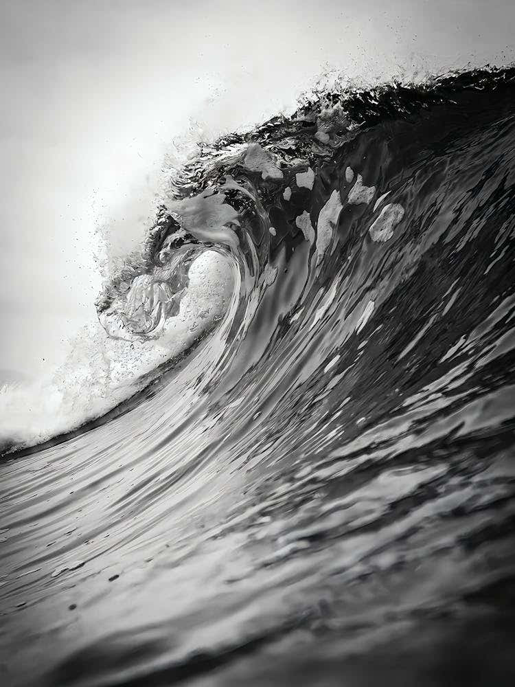 Ocean Waves Wall Art, Black And White Print, Vintage Waves Poster, Coastal Beach Art, Retro Photography, Seascape Art, Entry Room Wall Decor