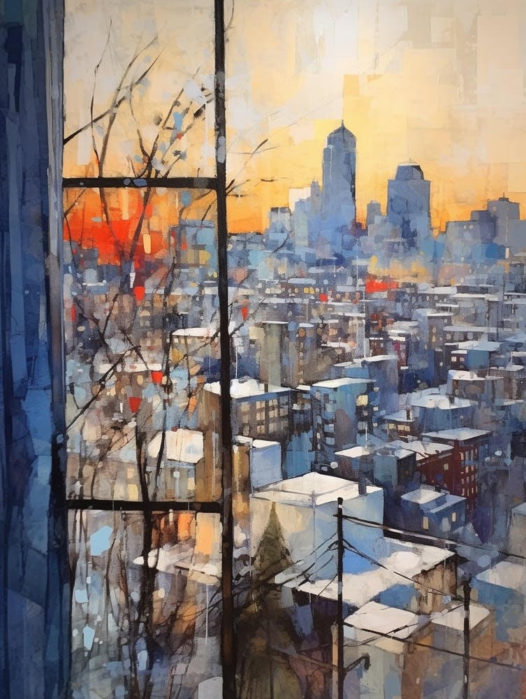 Winter Cityscape Montreal Canada