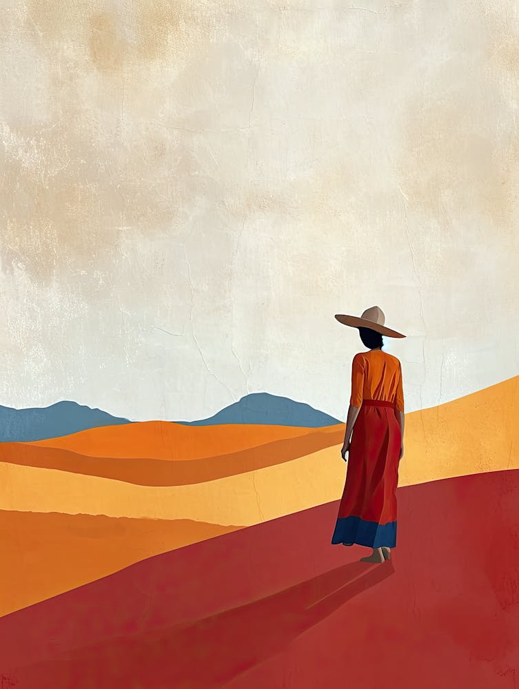 Mexican Woman In The Desert, Boho