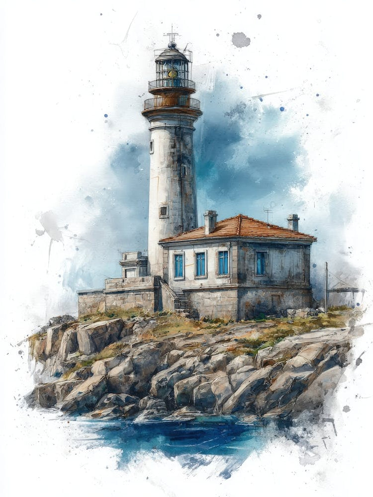 Aihrgdesign Isolated Watercolor Painting Of European Lighthou 126a9cdb 8844 4ce8 91c3 528d945baf11 1