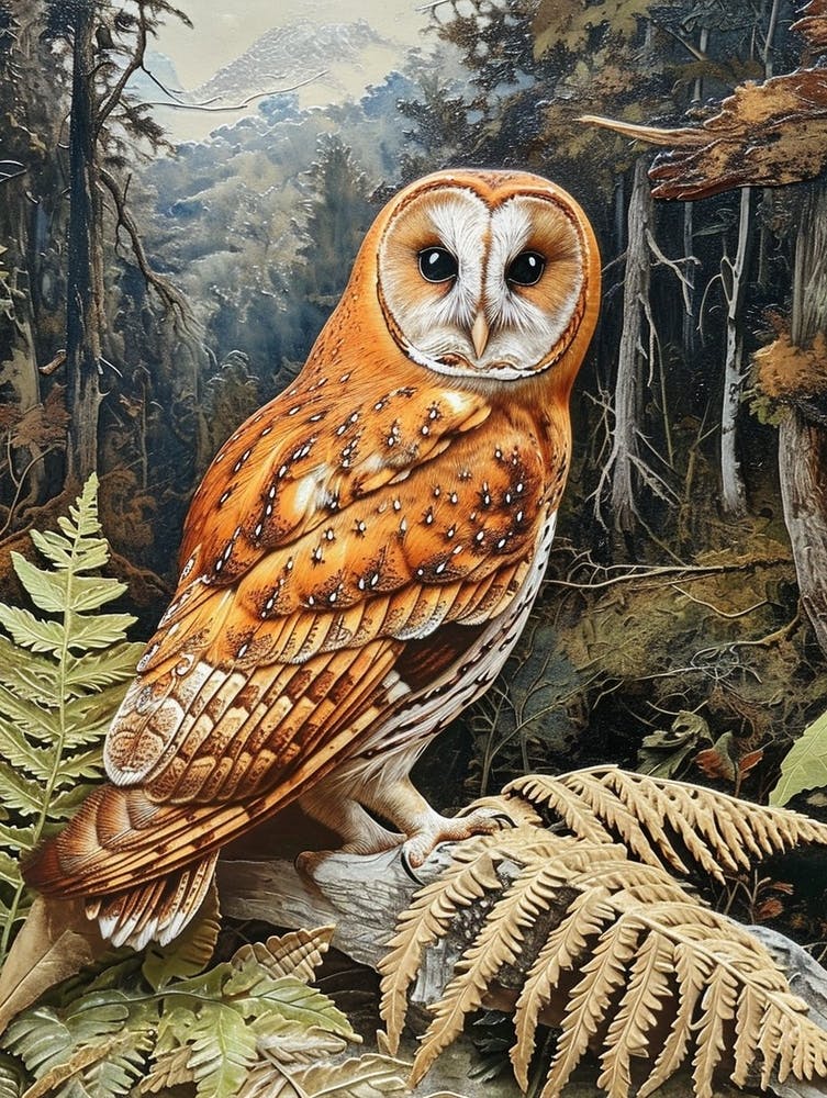 Australian Masked Owl Relief Illustration 3