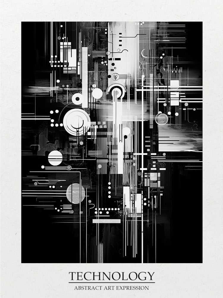 Technology Abstract Black And White 3 Poster