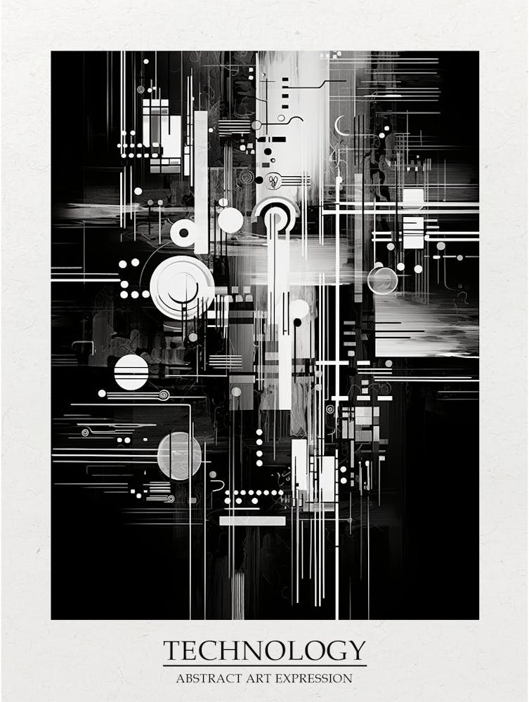Technology Abstract Black And White 3 Poster