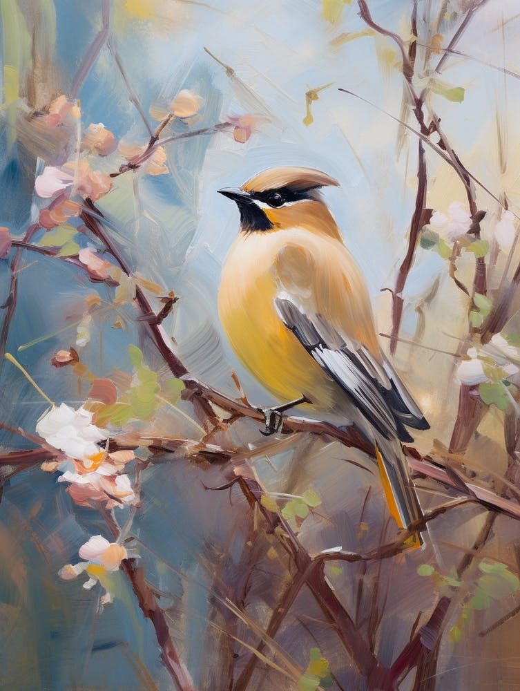 Bird Painting Cedar Waxwing 4