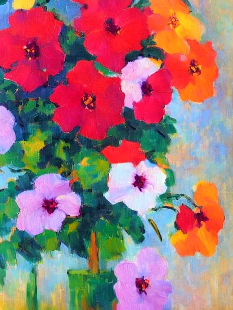 Hibiscus Floral Abstract Block Colour Flower