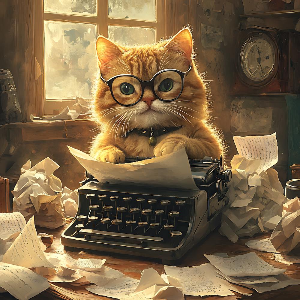 Funny Cat Writer Vintage 10