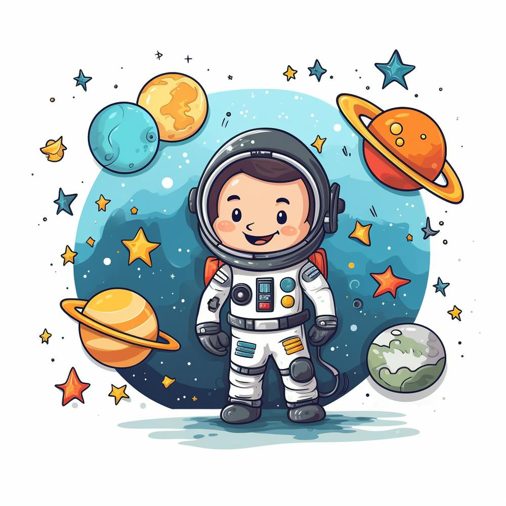 Cartoon Astronaut In Space