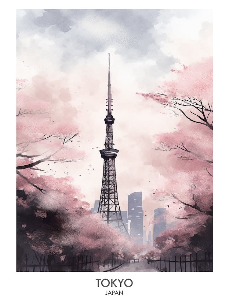 Tokyo 4 Watercolour Travel Poster
