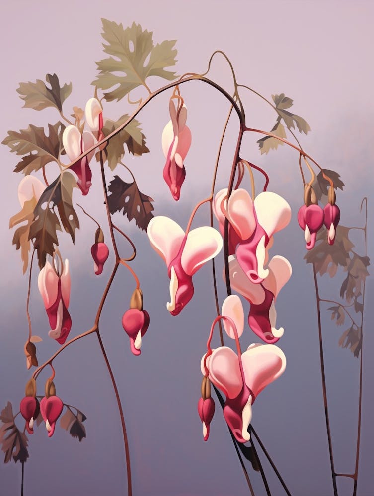 Floral Illustration Bleeding Heart Dicentra
