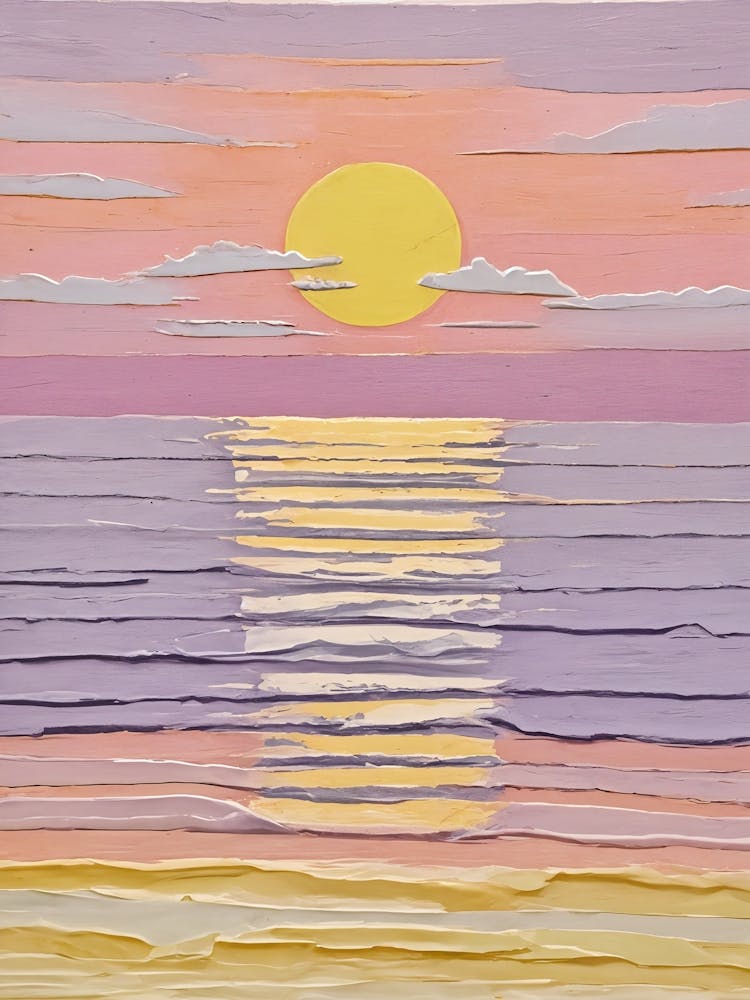 Sunset At The Beach In Lilac And Yellow no3