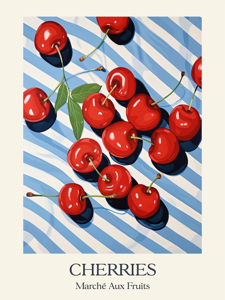 Marche Aux Fruits Kirschen Frucht Sommer Illustration 1