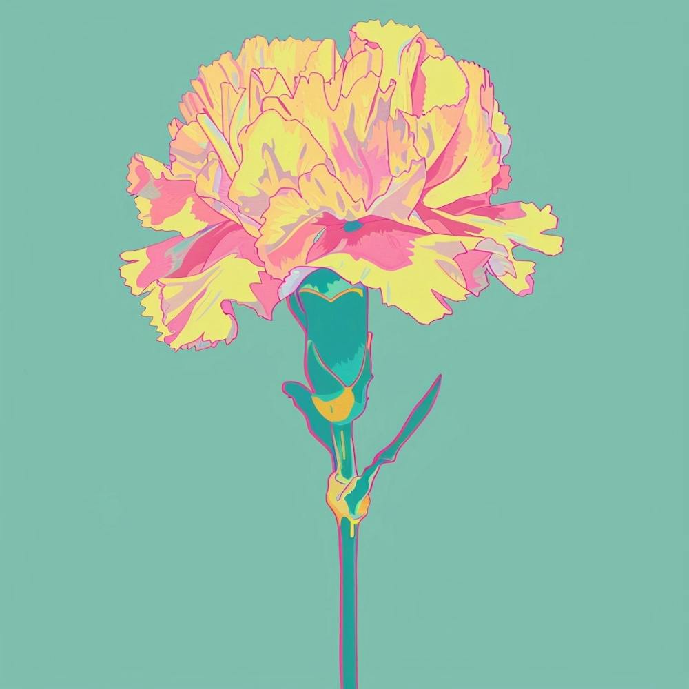 Carnation 3 Square Flower Illustration