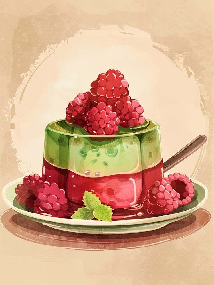 Rasperry & Green Jelly Dessert