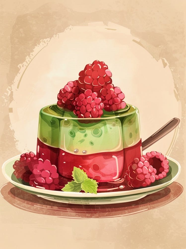 Rasperry & Green Jelly Dessert