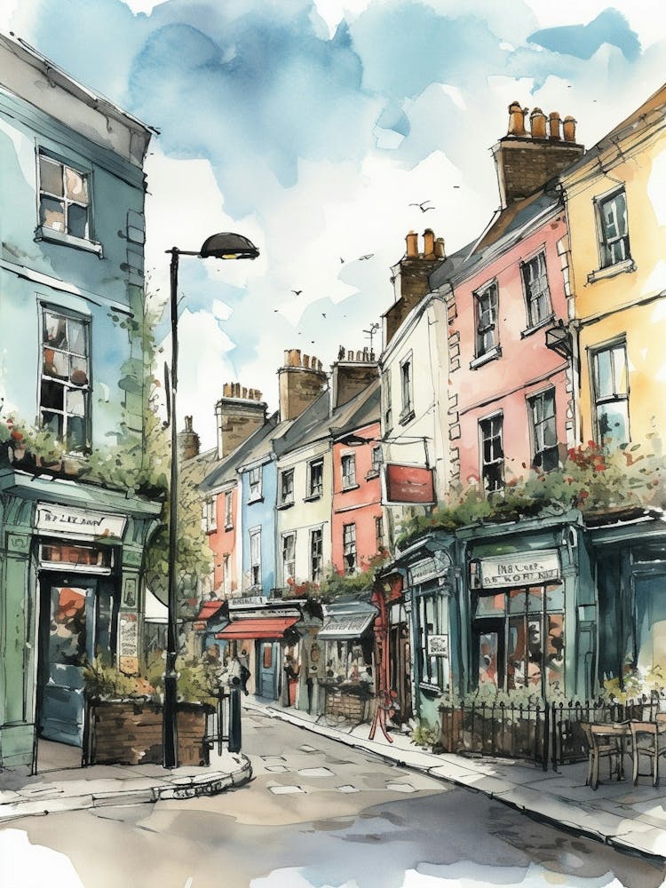 Camden London Neighborhood, Watercolour 1