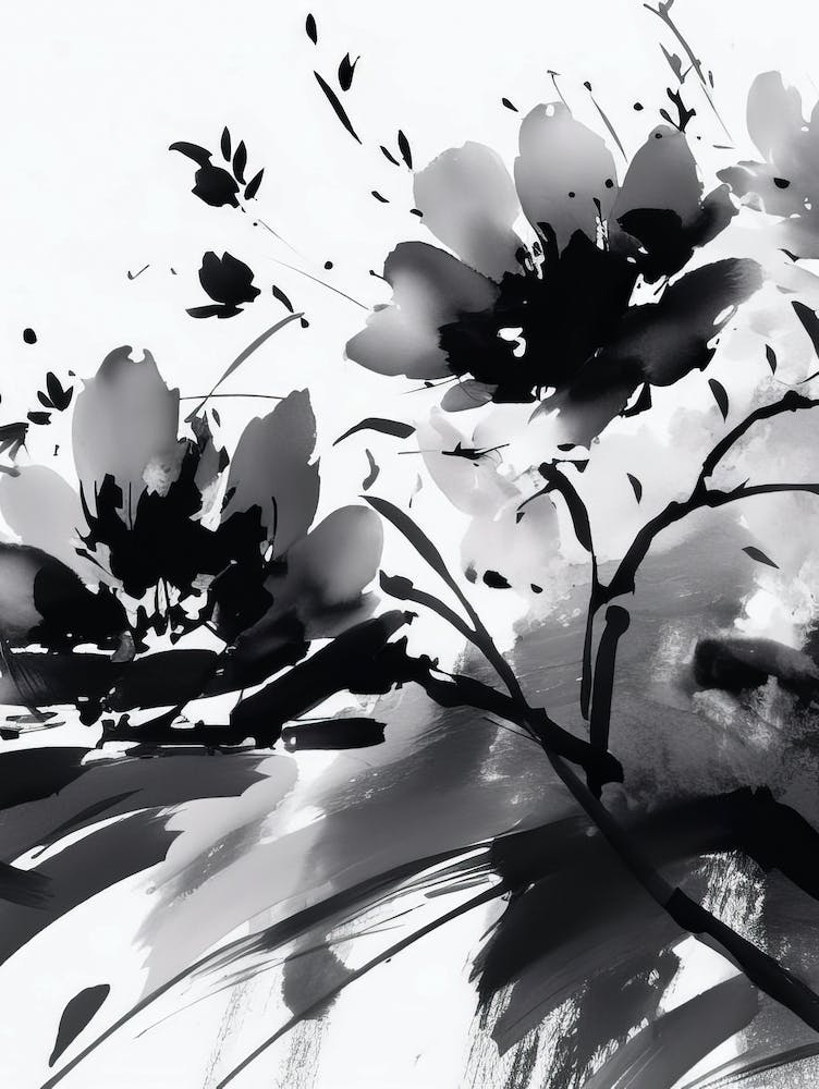 Black And White Flower Painting