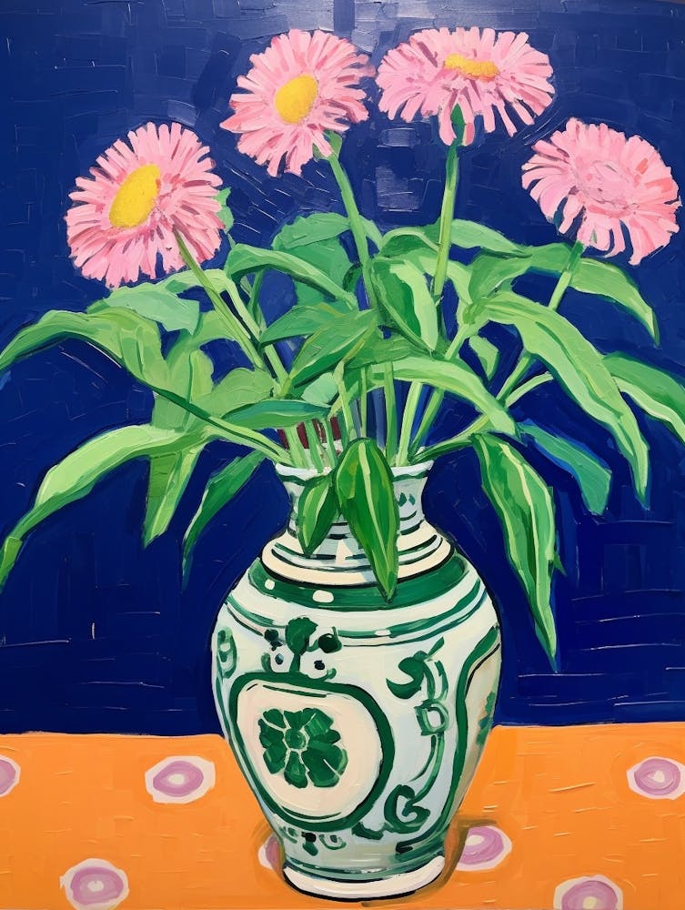Flowers In A Vase Still Life Painting Asters 2