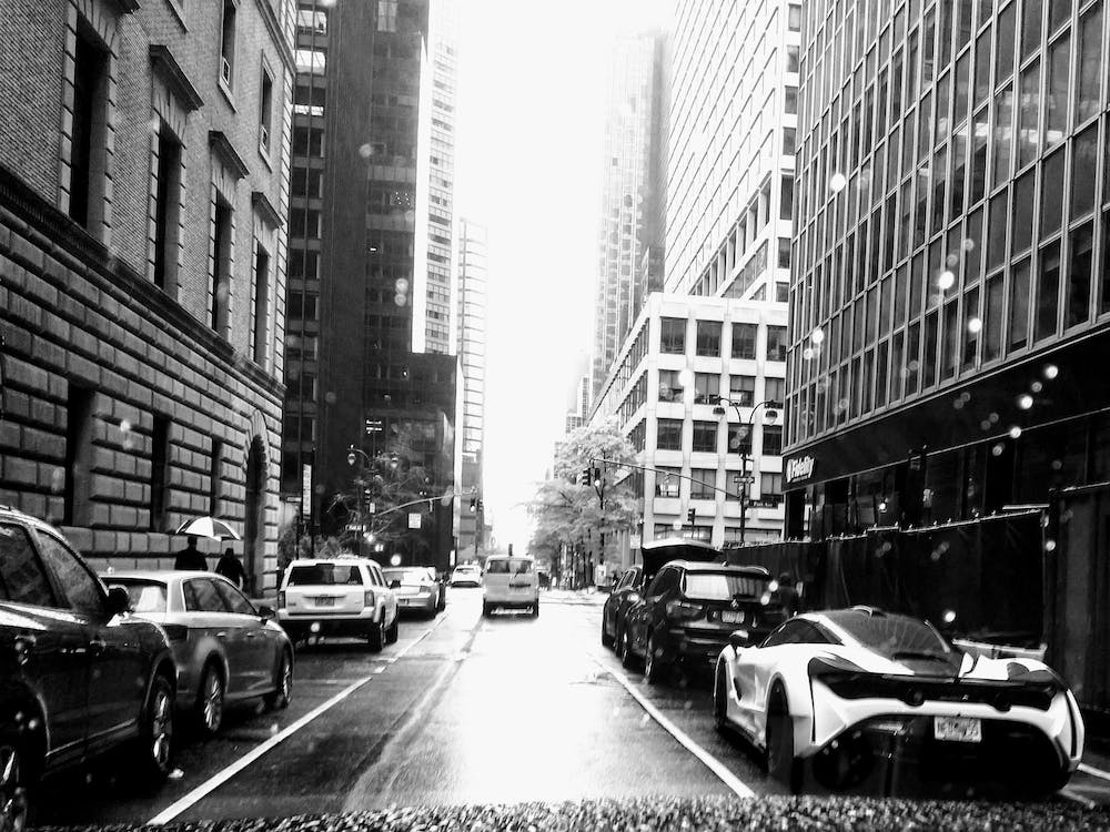 Manhattan Black And White Street Scene
