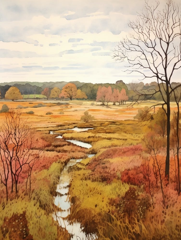 Autumn National Park Painting The New Forest England Uk 1
