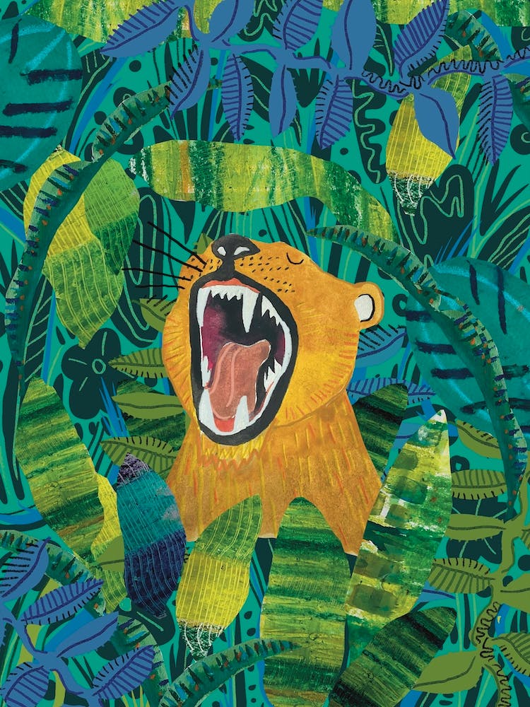 Lion Roar Watercolour Jungle