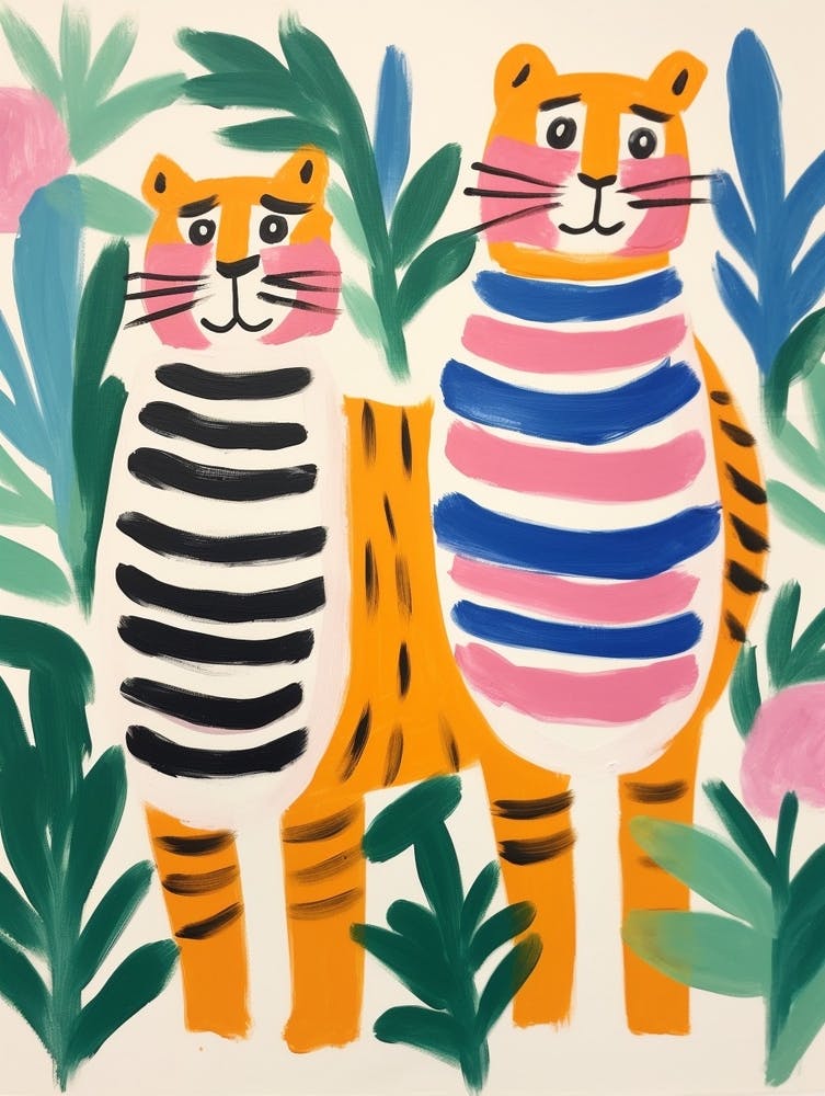 Bunte Kinder-Tierkunst Tiger 3