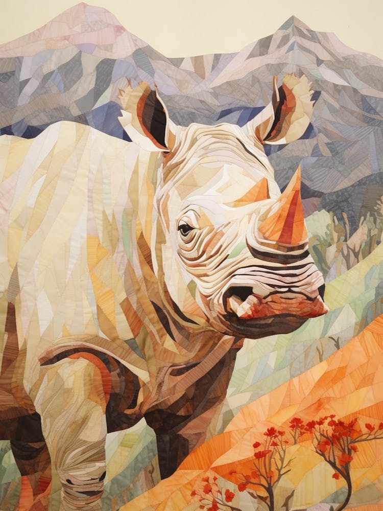 Portrait Of Rhino Patchwork