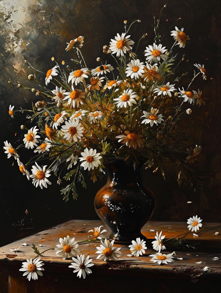 Baroque Floral Still Life Oxeye Daisy 1
