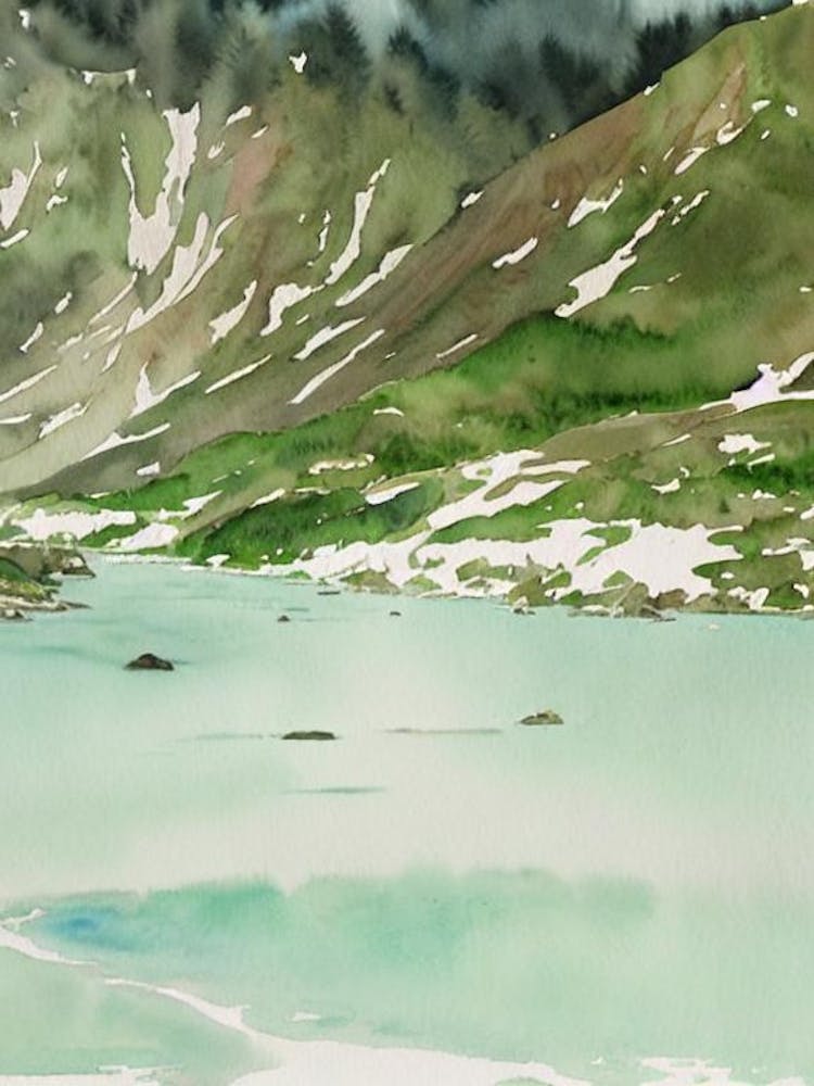 Tierra Del Fuego National Park Argentina Water Colour Poster