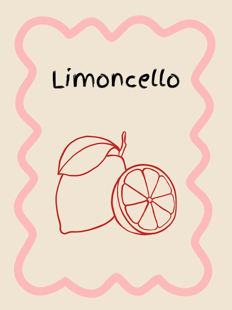 Limoncello Doodle Poster Pink & Red
